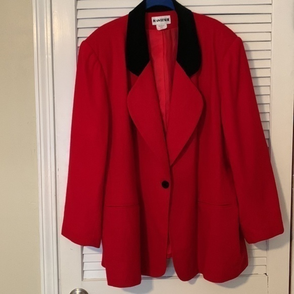 Vintage Joan Leslie True Red Wool Blend Blazer 22W
